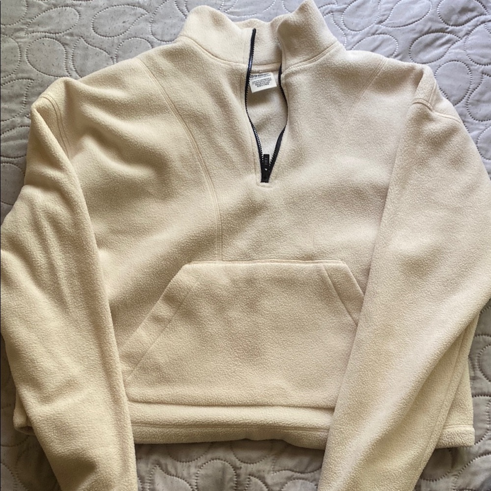 Cream Quarter-Zip Fleece Pullover